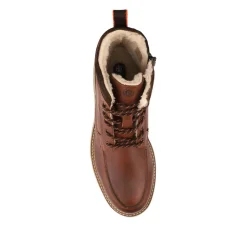 Leather Warm Lined Lace Up Boots - Tan