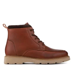 Leather Warm Lined Lace Up Boots - Tan