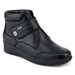Leather Water Resistant Ankle Boots - Black