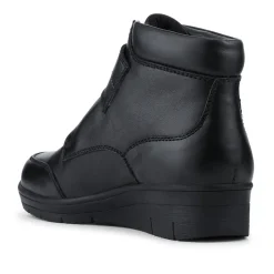 Leather Water Resistant Ankle Boots - Black