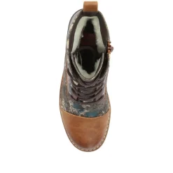 Leather Water-Resistant Lace-Up Boots - Floral