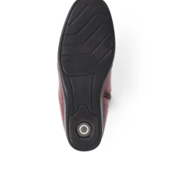 Leather Wedge Ankle Boots - Burgundy