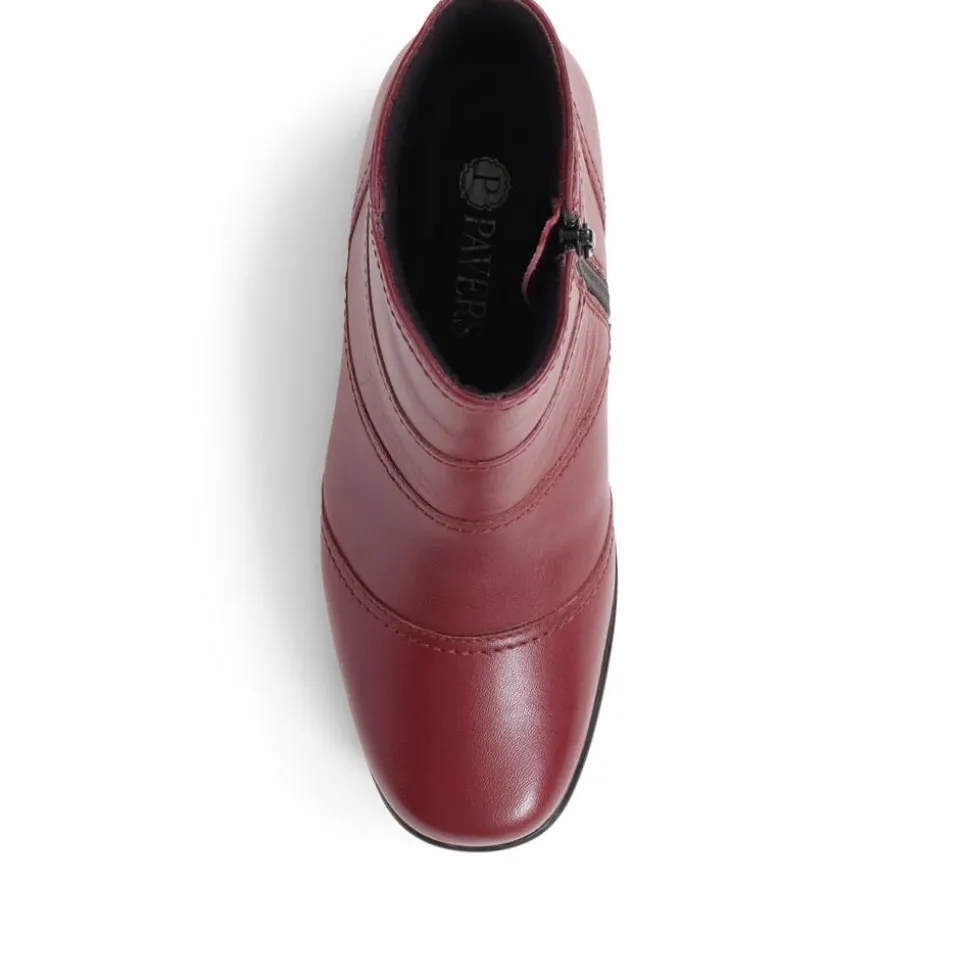 Leather Wedge Ankle Boots - Burgundy