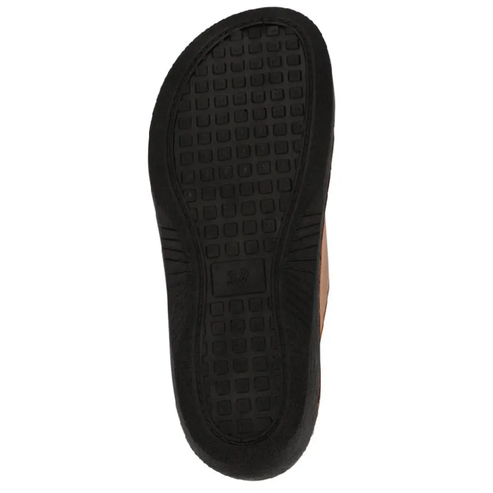Leather Wedge-Heeled Mules - Tan
