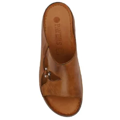 Leather Wedge-Heeled Mules - Tan