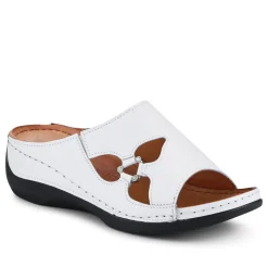 Leather Wedge-Heeled Mules - White