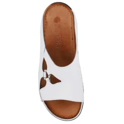 Leather Wedge-Heeled Mules - White