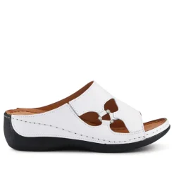 Leather Wedge-Heeled Mules - White