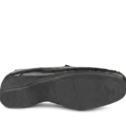 Leather Wedge Loafers - Black
