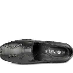 Leather Wedge Loafers - Black