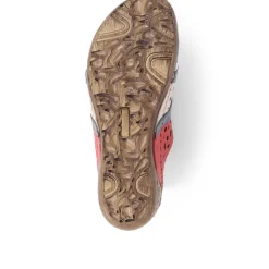 Leather Wedge Mules - Red Multi