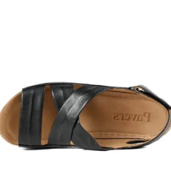 Leather Wedge Sandals - Black