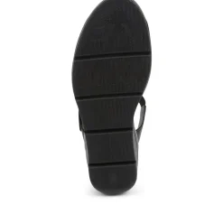 Leather Wedge Sandals - Black
