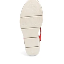 Leather Wedge Sandals - Red