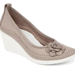 Leather Wedge Shoes - Grey