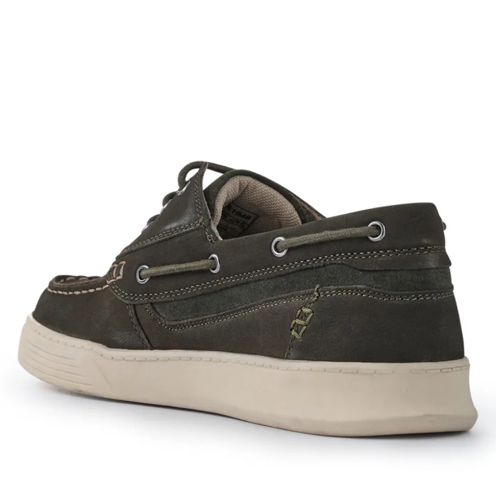 Leather Wide-Fit Boat Shoes - Green