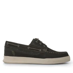 Leather Wide-Fit Boat Shoes - Green