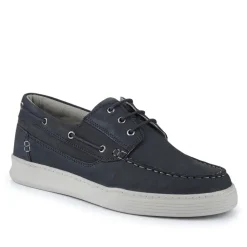 Leather Wide-Fit Boat Shoes - Navy