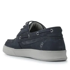 Leather Wide-Fit Boat Shoes - Navy