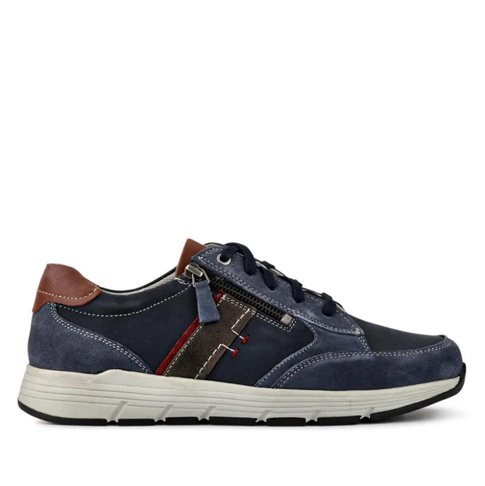 Leather Wide-Fit Lace-Up Shoes - Blue