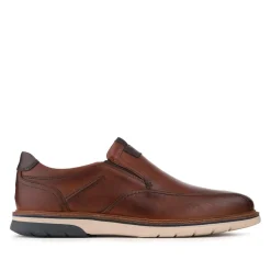 Leather Wide-Fit Slip-On Shoes - Cognac