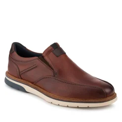 Leather Wide-Fit Slip-On Shoes - Cognac