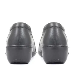 Leather Wider-Fit Slip-On Shoes - Black