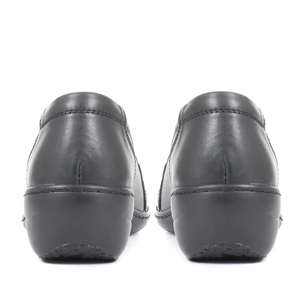 Leather Wider-Fit Slip-On Shoes - Black