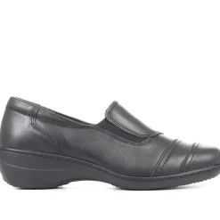 Leather Wider-Fit Slip-On Shoes - Black
