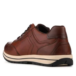 Leather Zip Fasten Cushioning Trainers - Cognac