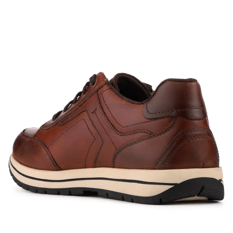 Leather Zip Fasten Cushioning Trainers - Cognac