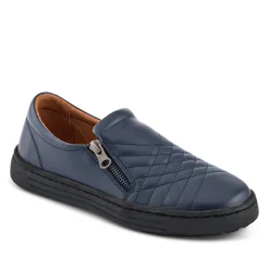 Leather Zip-Fasten Slip-On Shoes - Navy