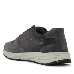 Leather Zip & Lace Fasten Casual Shoes - Navy