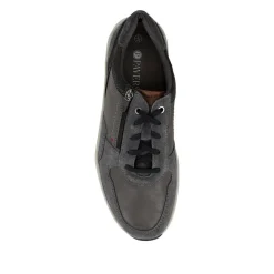 Leather Zip & Lace Fasten Casual Shoes - Navy