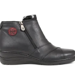 Leather Zip-Up Ankle Boots - Black