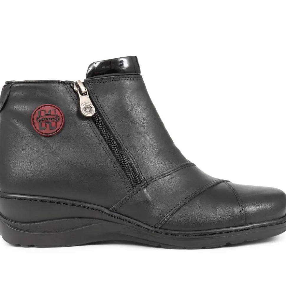 Leather Zip-Up Ankle Boots - Black