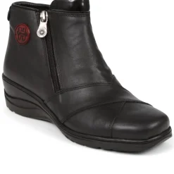 Leather Zip-Up Ankle Boots - Black