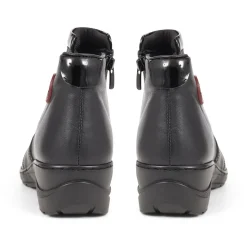 Leather Zip-Up Ankle Boots - Black