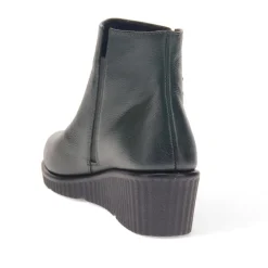 Leather Zip-Up Ankle Boots - Green