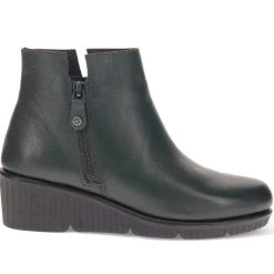 Leather Zip-Up Ankle Boots - Green
