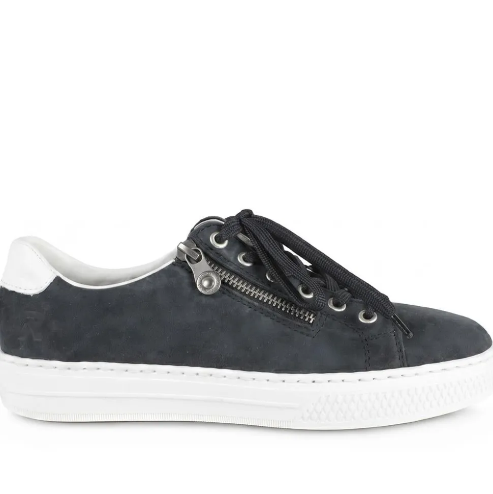 Leather Zip-Up Trainers - Navy