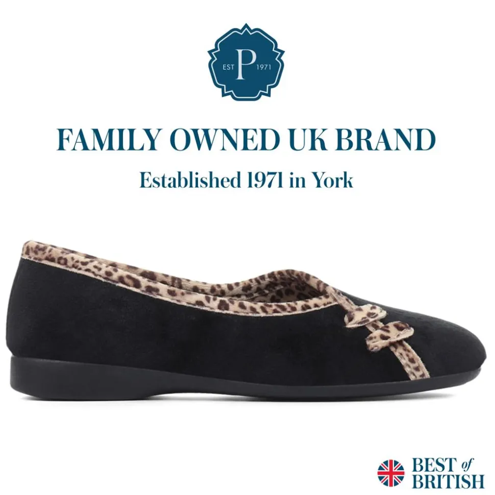 Leopard Print Slippers - Black