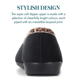 Leopard Print Slippers - Black