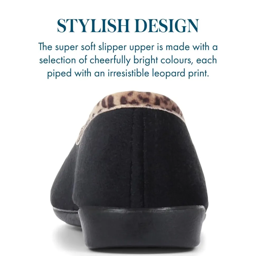 Leopard Print Slippers - Black