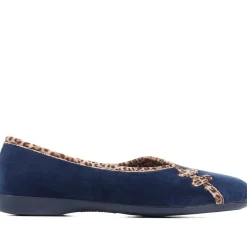 Leopard Print Slippers - Navy
