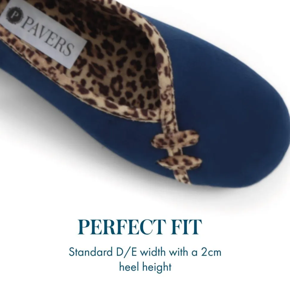Leopard Print Slippers - Navy