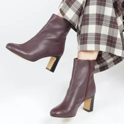 Letty Heeled Ankle Boots - Burgundy