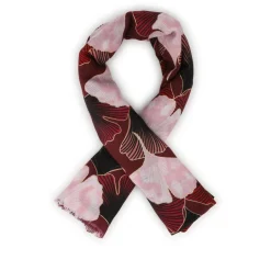 Light Flower Pattern Scarf - Burgundy Multi