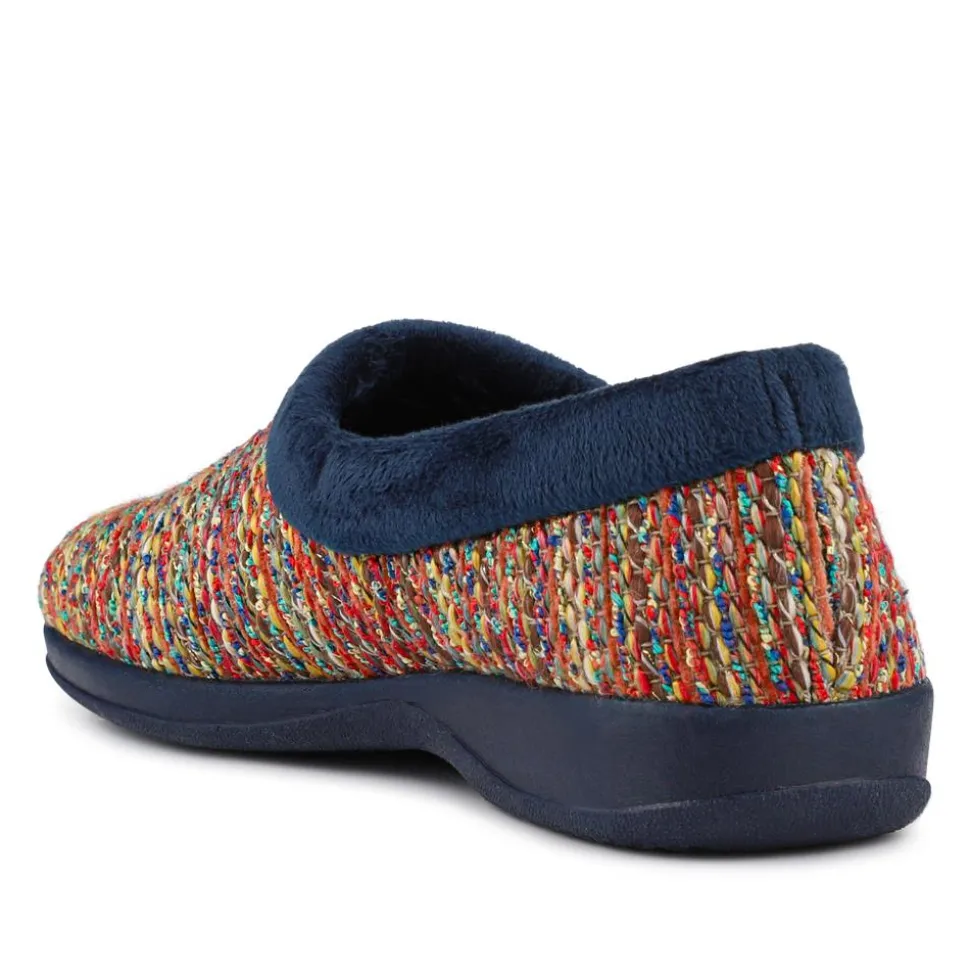 Lightweight Comfy Full Slippers - Navy Multi