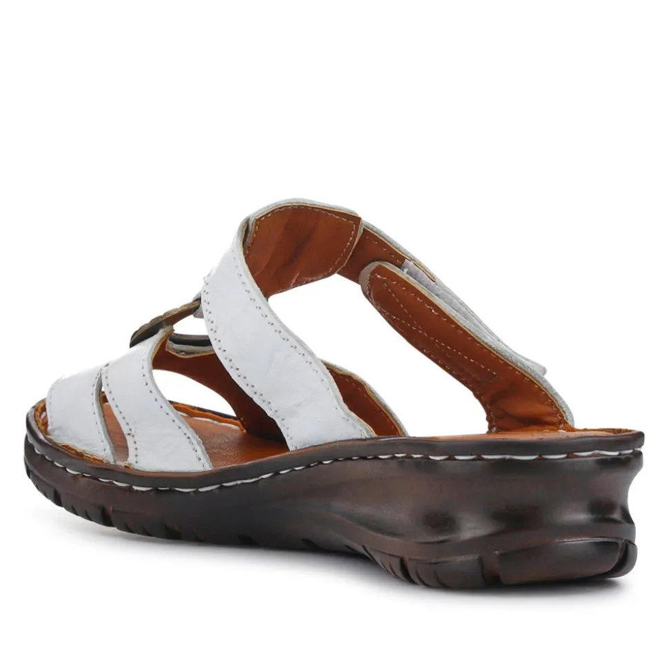 Lightweight Cushioned Leather Mules - White